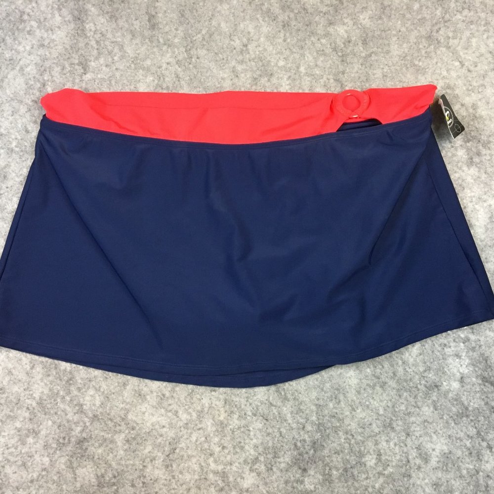 Athletech Swim Skirt 22 or 24 Red Blue Colorblock O Ring Hardware Lined Bottoms
